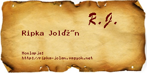 Ripka Jolán névjegykártya